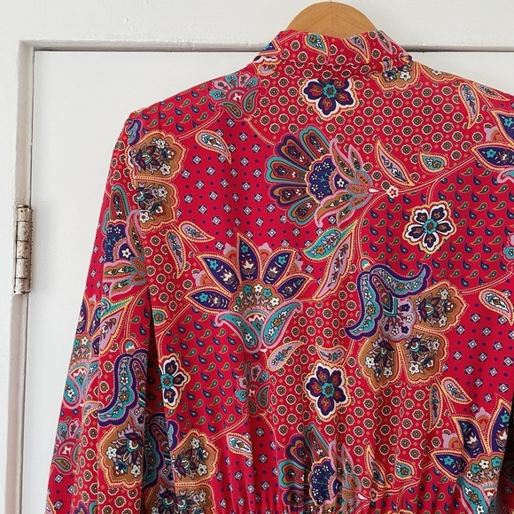 Vintage Lady Carol Petites of New York Paisley Red Maxi Dress USA made Size 12 - Picture 7 of 7